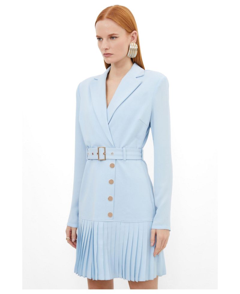 Women's Pleated Skirt Collared Mini Dress
