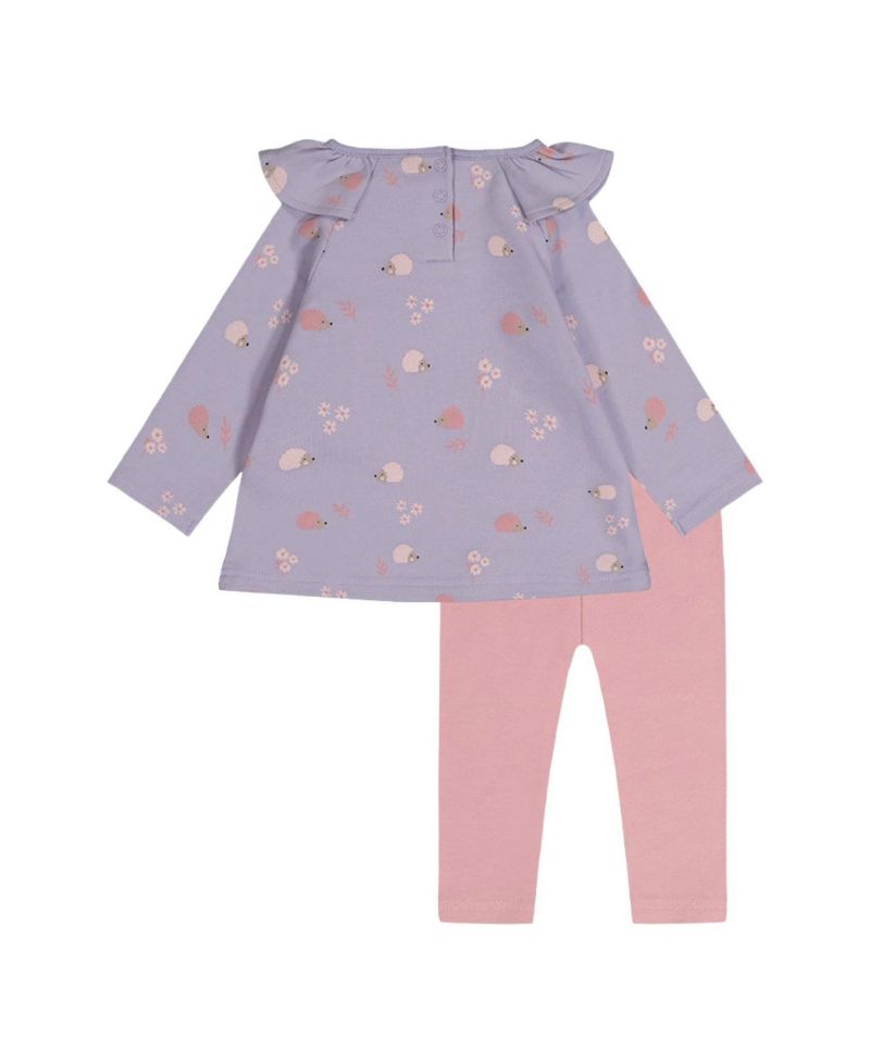 Baby Girl ( 3M to 24 M ) Cotton Tunic and Legging Set Hedgehog Print