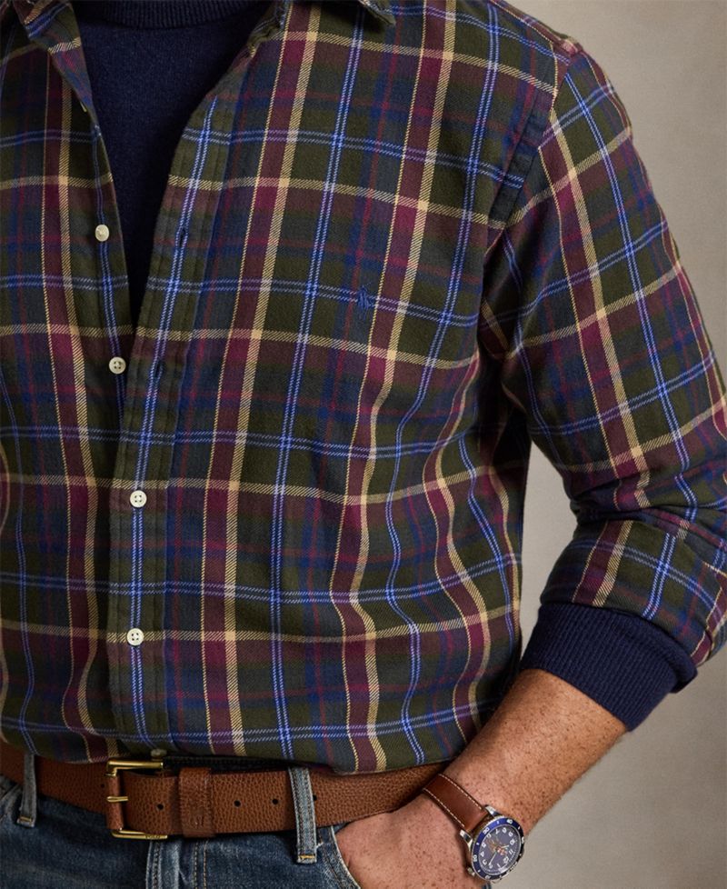 Men's Big & Tall Plaid Brushed Flannel Button-Down Shirt