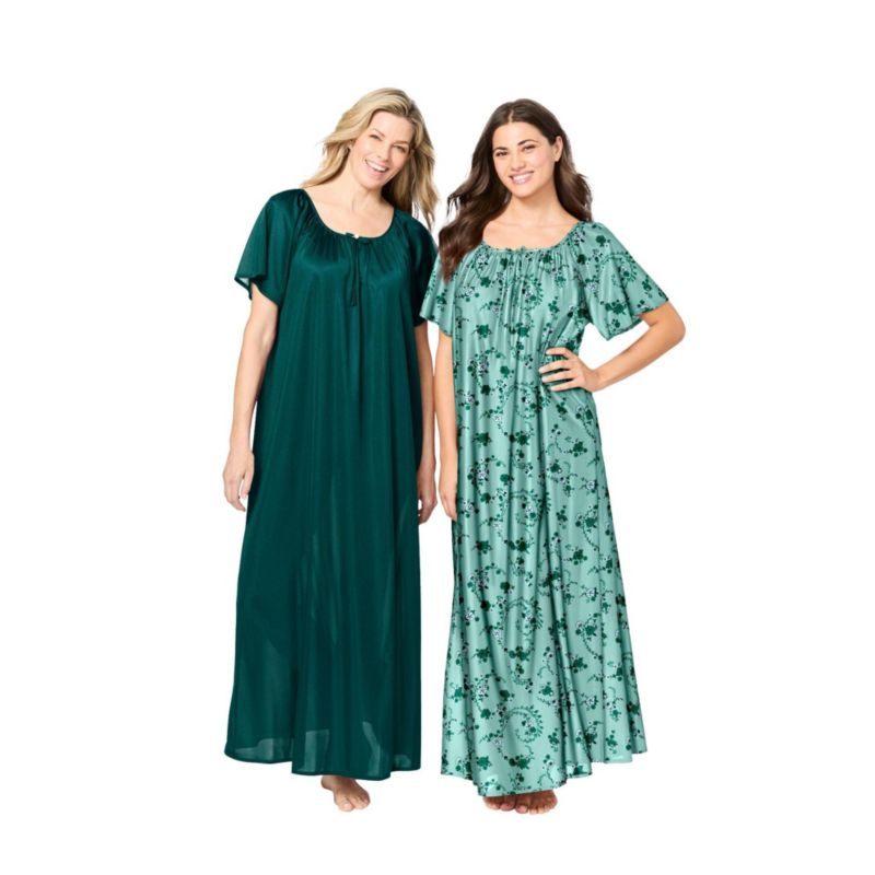Plus Size Only Necessities 2-Pack Long Silky Gown