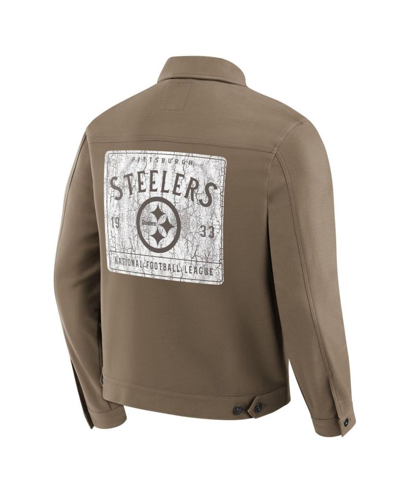 Men's Tan Pittsburgh Steelers Trucker Full-Button Jacket