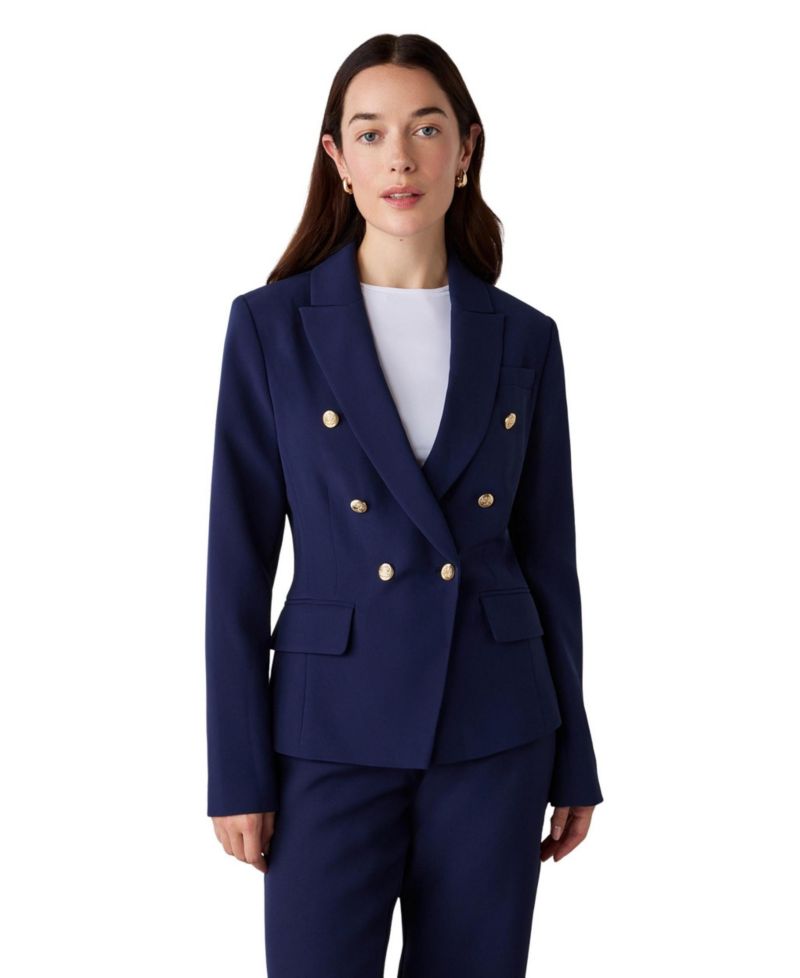 Women's Lydia Double-Breasted Gold-Tone Button Detail Blazer