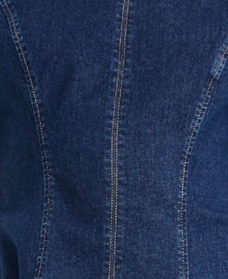 Women's Puff-Sleeve A-Line Denim Dress
