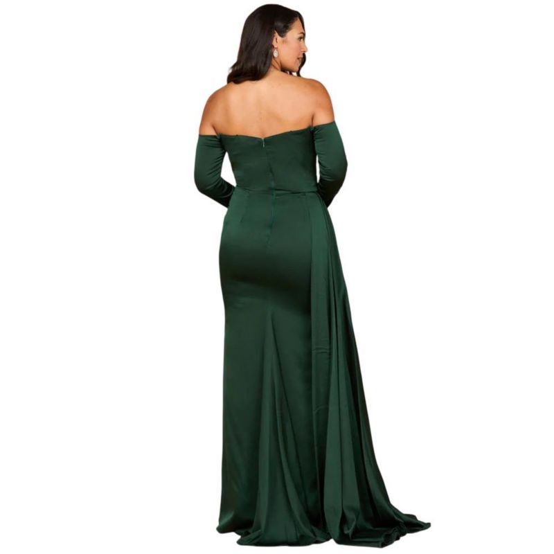 Women's Off Shoulder Satin Dress with Beaded Details