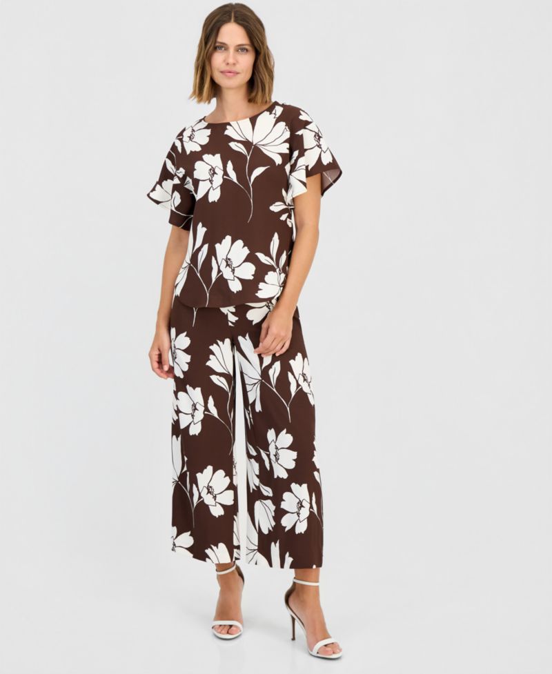 Women's Flutter-Sleeve Boat-Neck Top, Regular & Petite
