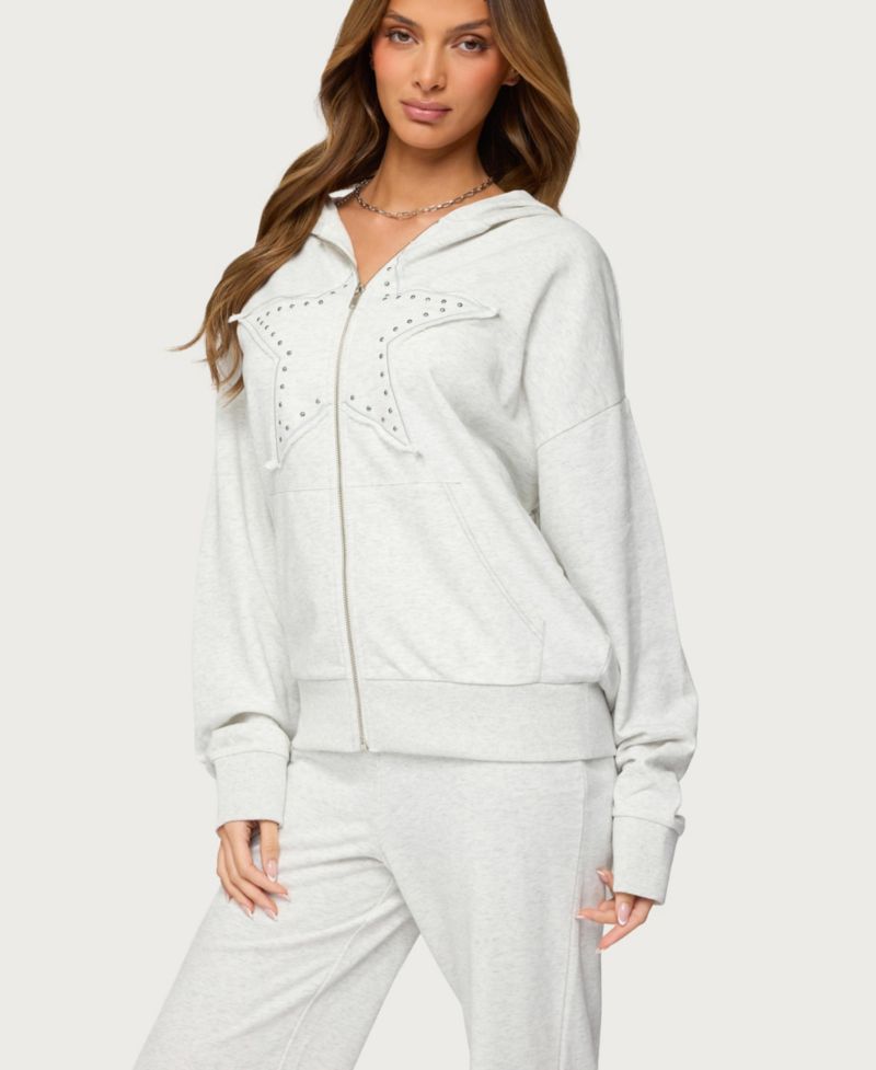 Women's Briela Star Studded Zip Up Hoodie