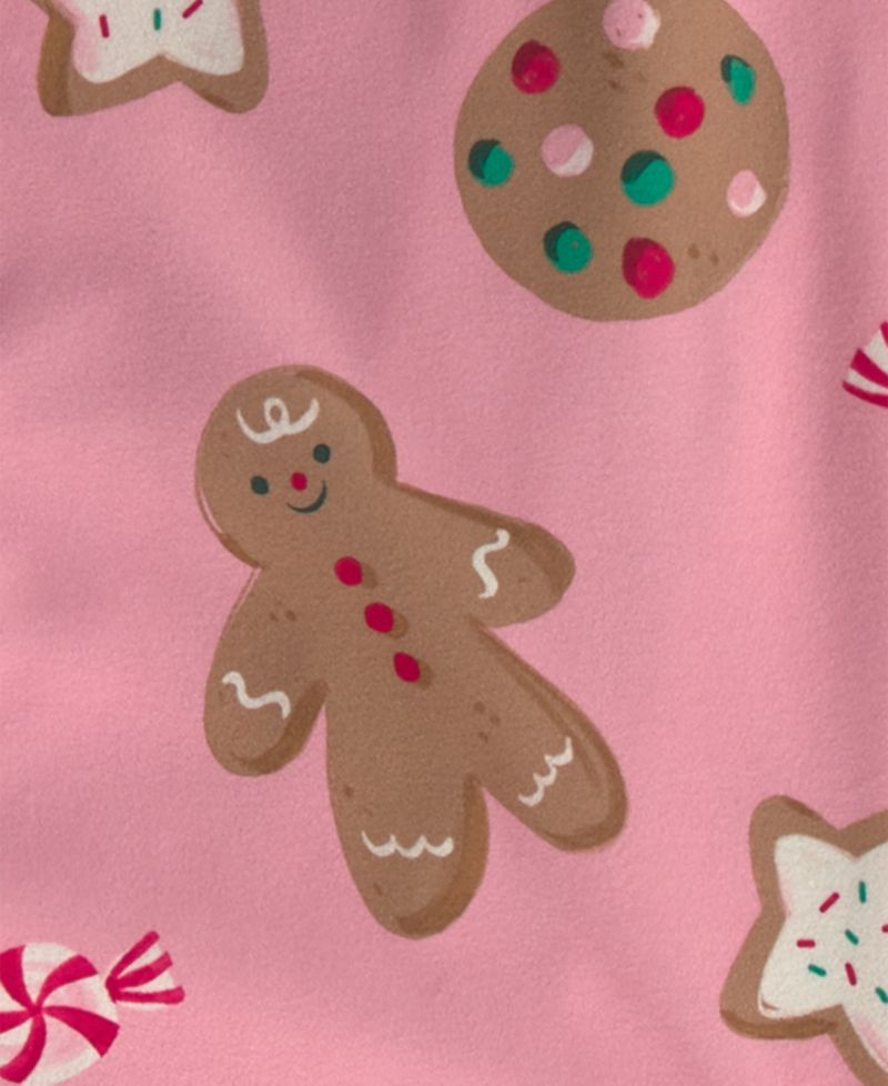 Adult Gingerbread-Print Long-Sleeve Loose-Fit Top and Pants, 2-Piece Set