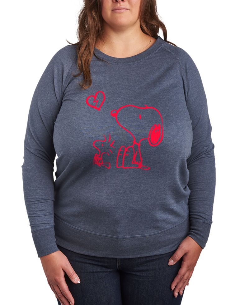Plus Size Peanuts Valentines Day Broken Heart Graphic Crew Neck Top