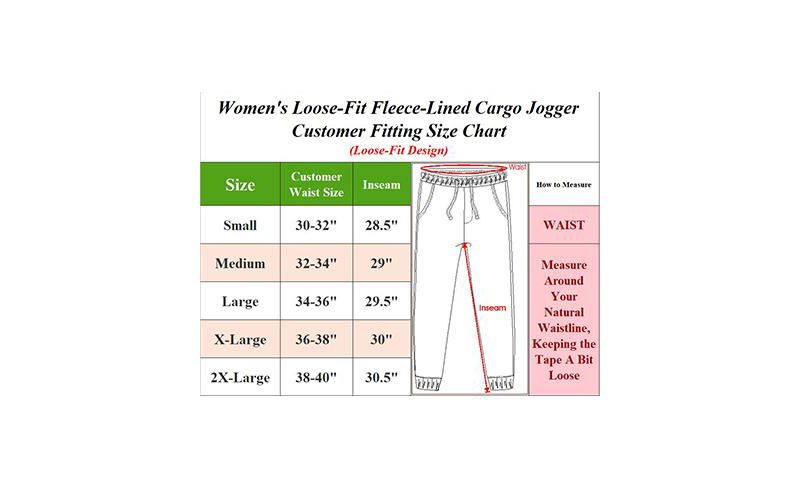 Women's Heavyweight Loose Fit Fleece-Lined Cargo Jogger Pants