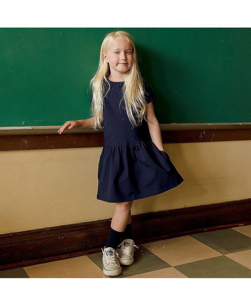 Girls Fair Trade Organic Cotton Short Sleeve Drop Waist Dress
