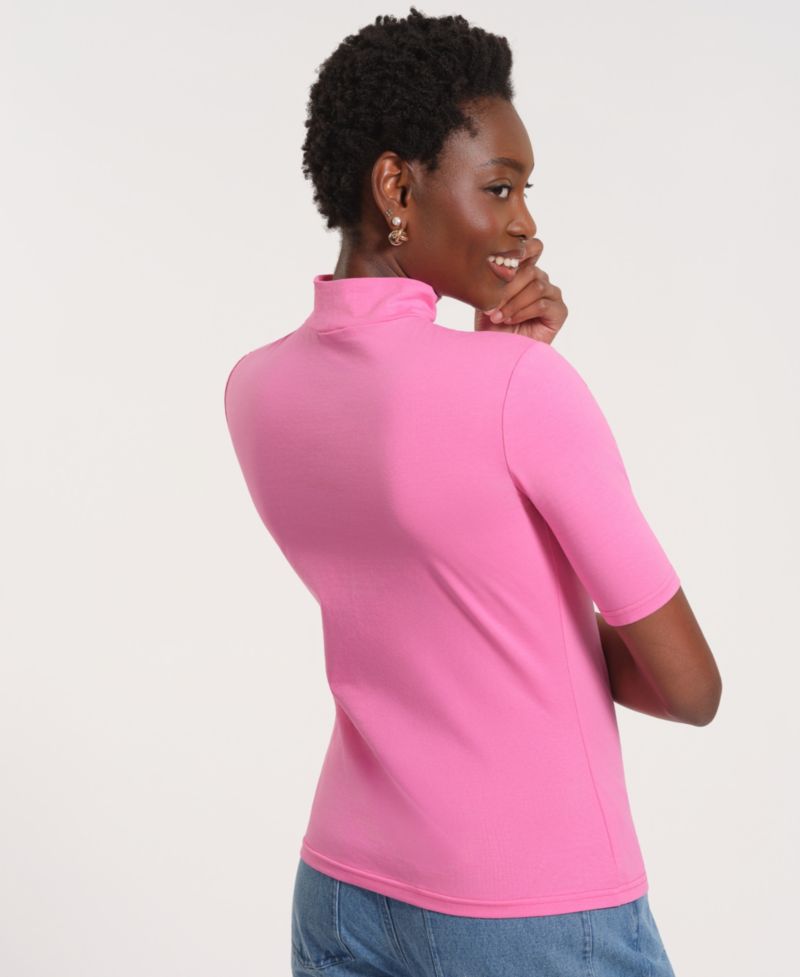 Women's Short-Sleeve Turtle Neck Knitted Top