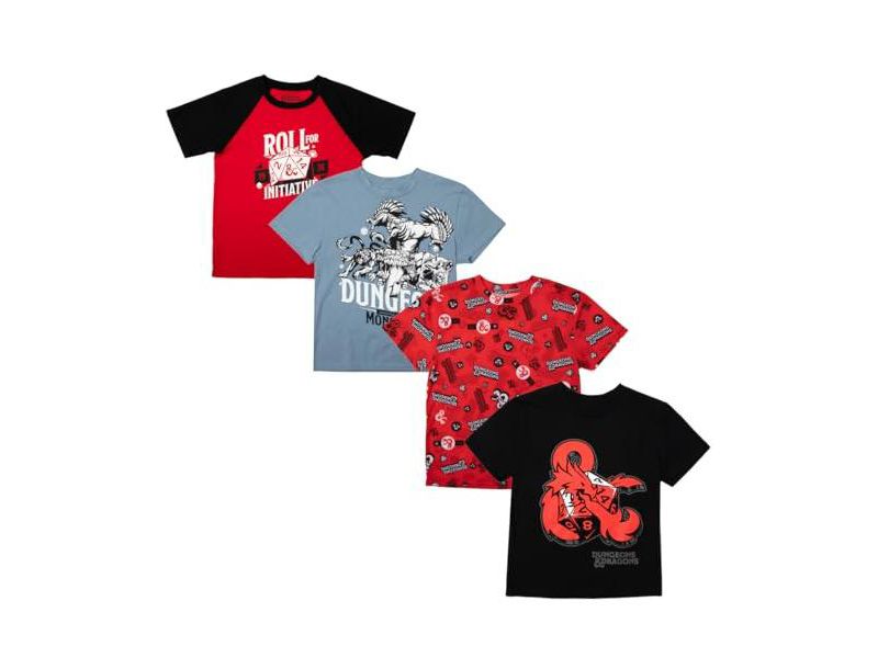 Dungeons and Dragons Youth Boys 4- Pack Tees-Large