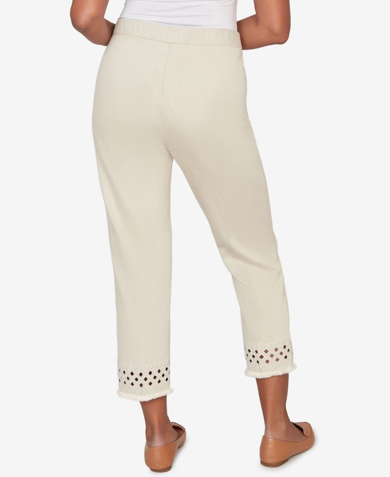 Women's Detail Driven Geometric Cut Out Flat Front Ankle Pants