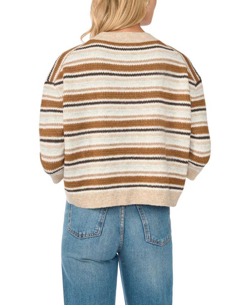 Women's Seed Stitch Striped Crewneck Sweater