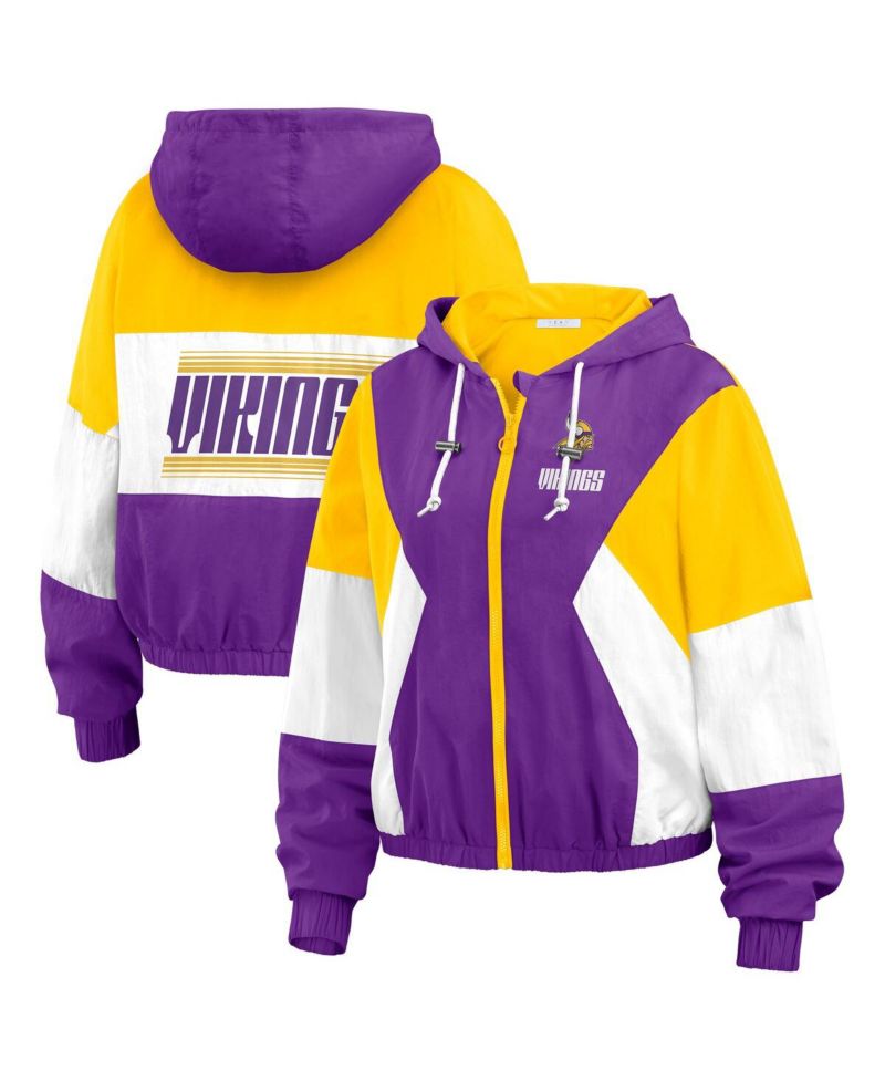 Women's Purple Minnesota Vikings Color Block Full-Zip Windbreaker Jacket