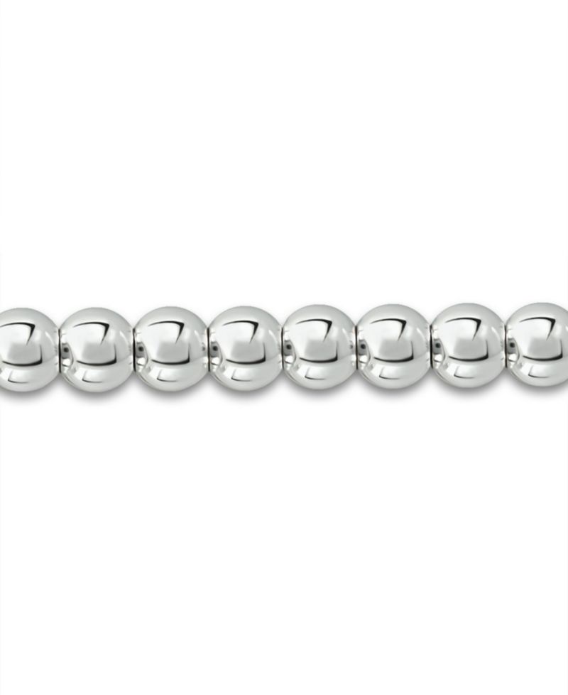 Bead Flower Charm Bracelet in Silver Plate
