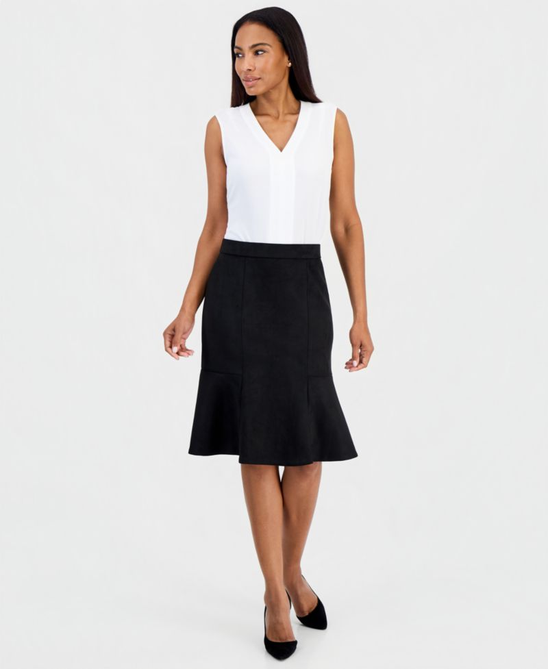 Women's Pull-On Flare Faux Suede Skirt