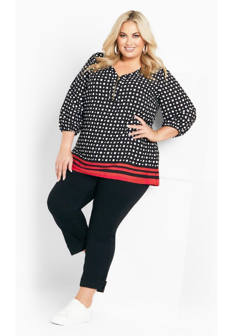 Women's Plus Size Malia Zip Border Top