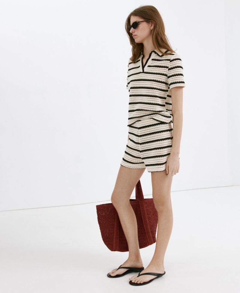 Women's Striped Crochet Shorts