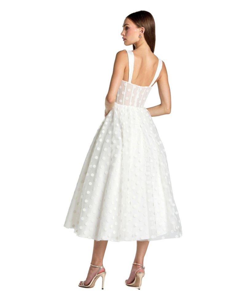 Women's Polka Dot Net Bustier A-Line Midi Dress