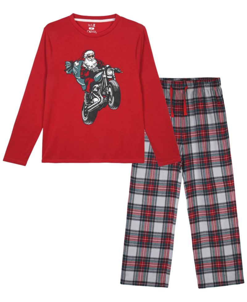 Boys' 6-14 Santa Print Pajamas, 2-Piece Set