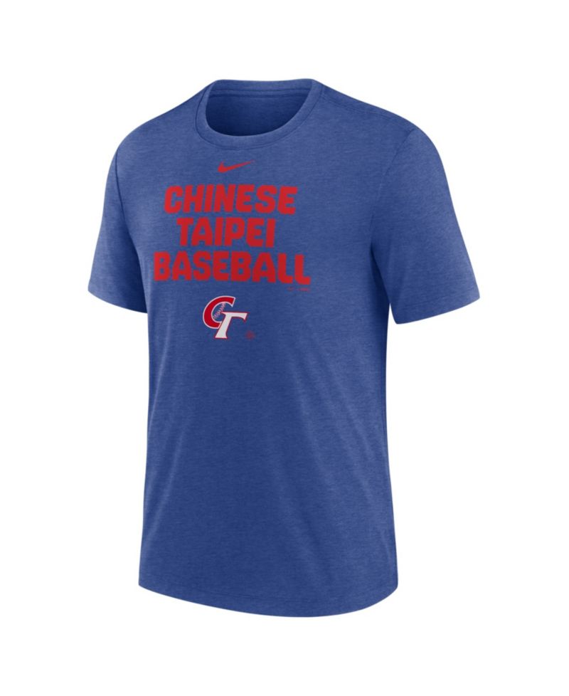 Men's Heather Blue Chinese Taipei Baseball 2026 World Baseball Classic Stacked Tri-Blend T-Shirt