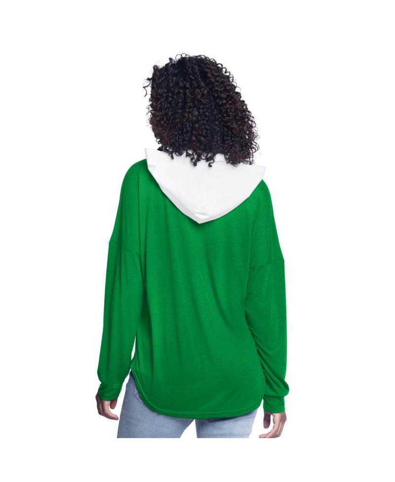 Women's Kelly Green Boston Celtics Bench Player Oversized Long Sleeve Hooded Top