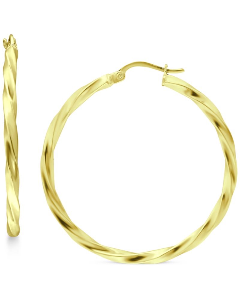 Twist Hoop Earrings in 18k Gold-Plated Sterling Silver or Sterling Silver
