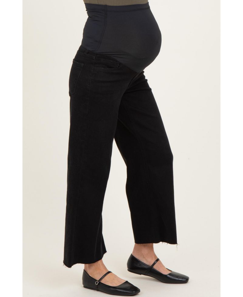 Women's Raw Hem Crop Wide Leg Jeans