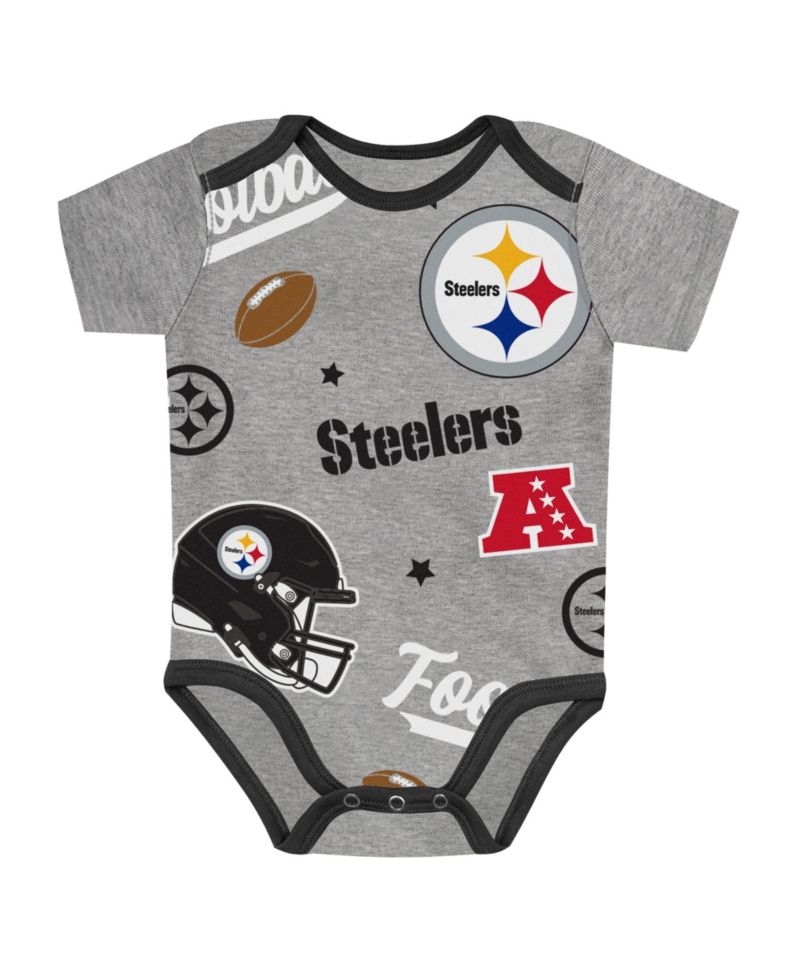 Baby Boys and Girls Pittsburgh Steelers First Round Pick 3-Piece Bodysuit Set