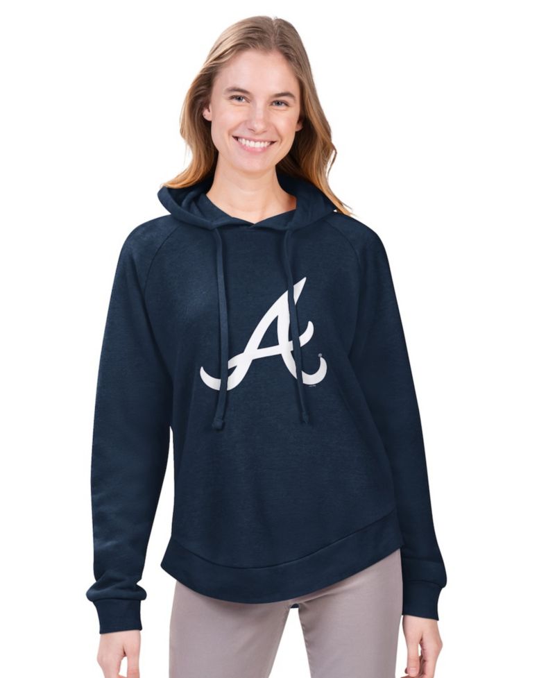 Women's G-III 4Her by Carl Banks Navy Atlanta Braves Jordan Angel Raglan Fleece Pullover Hoodie