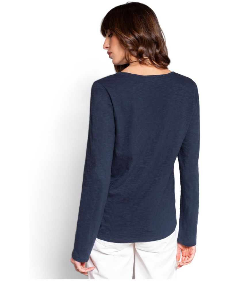 Women's Slub Jersey Scoop Neck Henley Top
