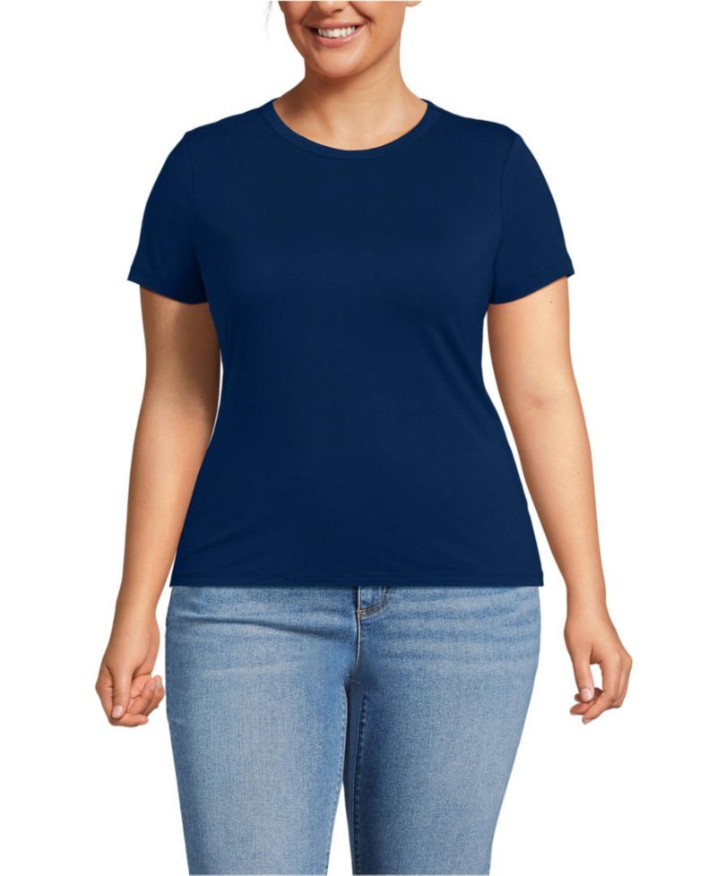 Plus Size Short Sleeve Cooling Crew Neck T-Shirt