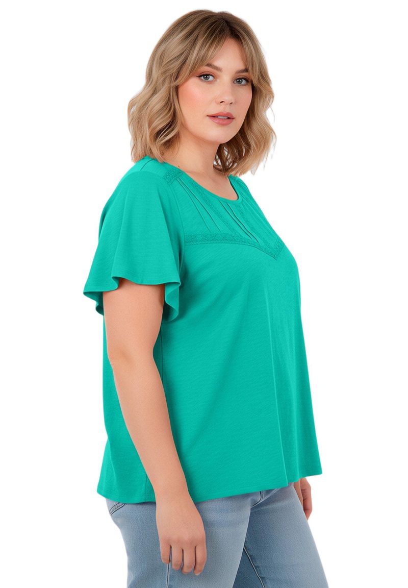 Women's Knit Lace Yoke Tee