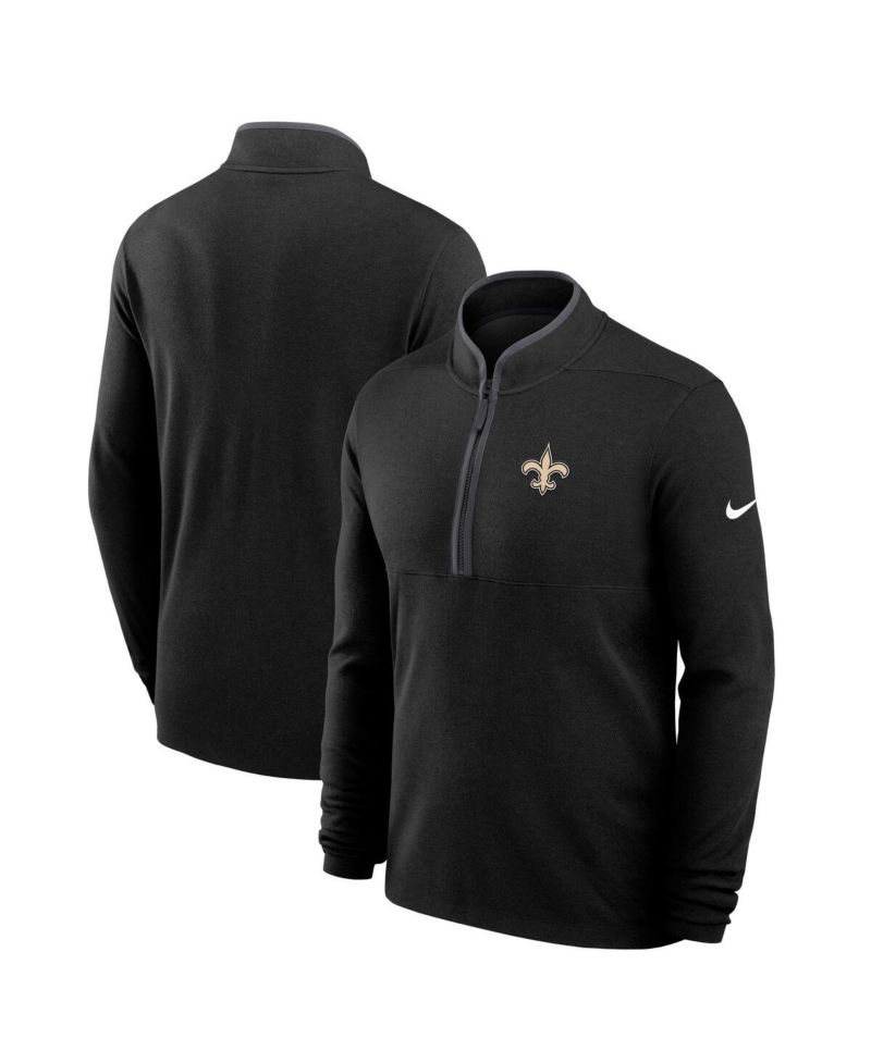 Men's Black New Orleans Saints Lightweight Victory Dri-FIT Half-Zip Pullover Hoodie