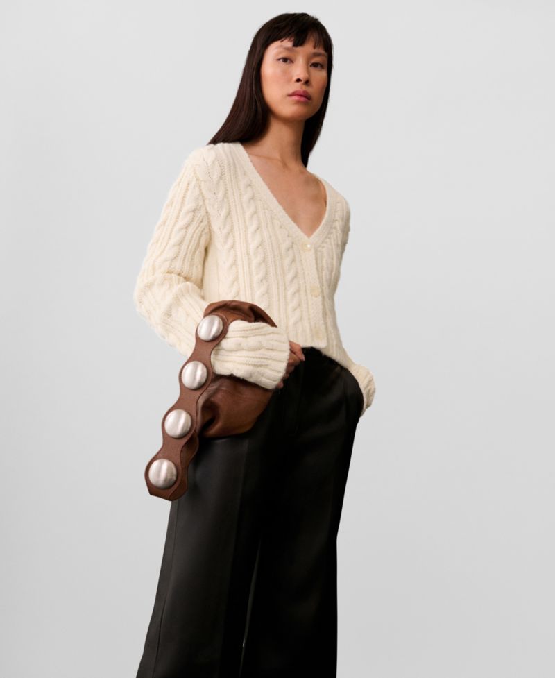 Women's Buttoned Knit Braided Cardigan
