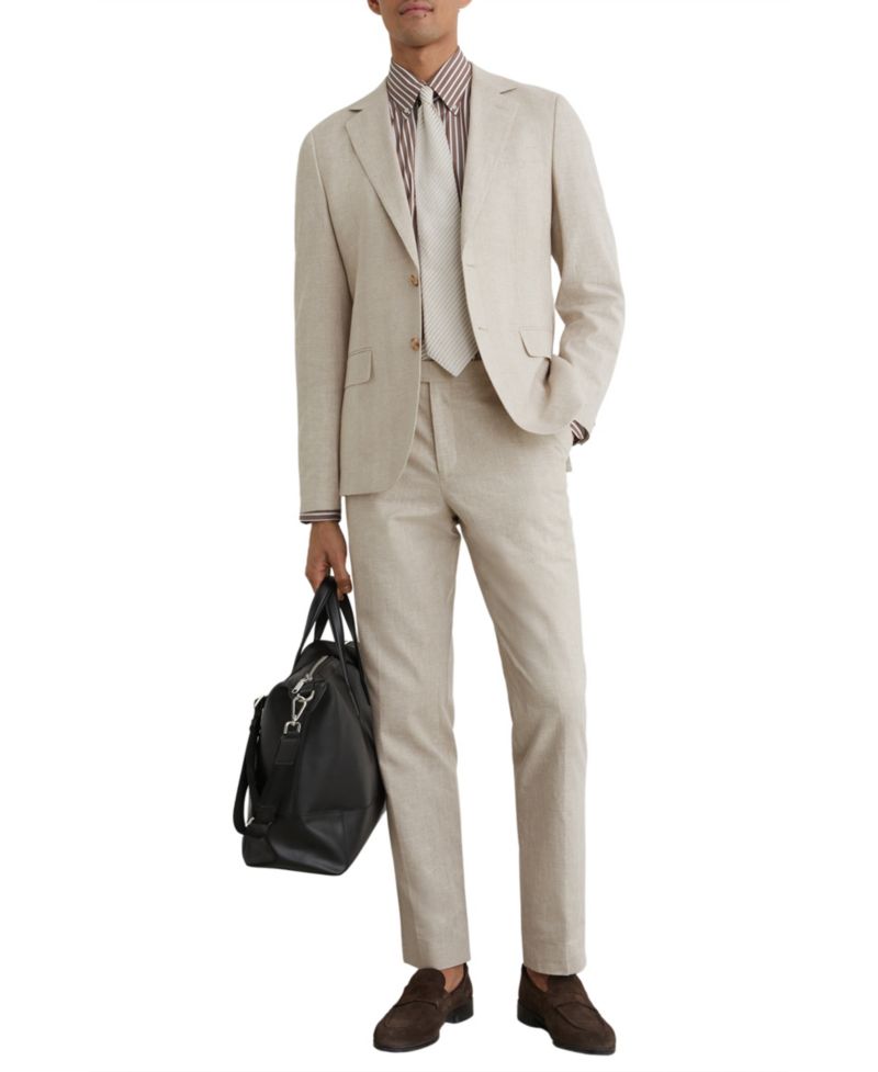 Men's Cheltenham Tailored-Fit Linen-Cotton Single-Breasted Check Blazer