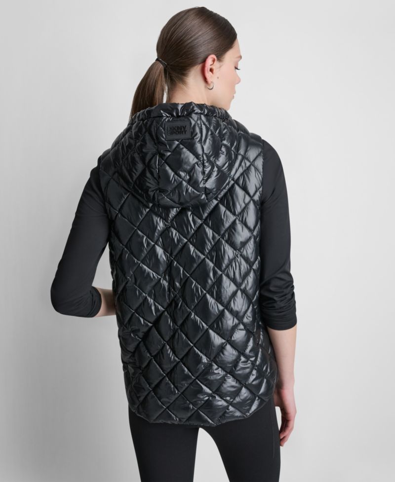 Women's Hooded Diamond Quilt Vest