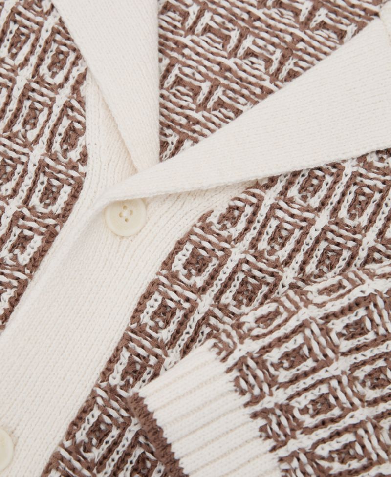 Men's Penn Button Through Jacquard Textured Shirt
