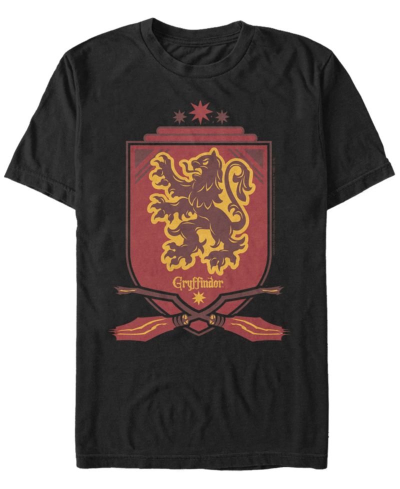 Harry Potter Men's Gryffindor Broomstick Shield Short Sleeve T-Shirt