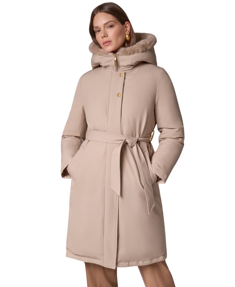 Women's Puffer Hooded Belted Coat