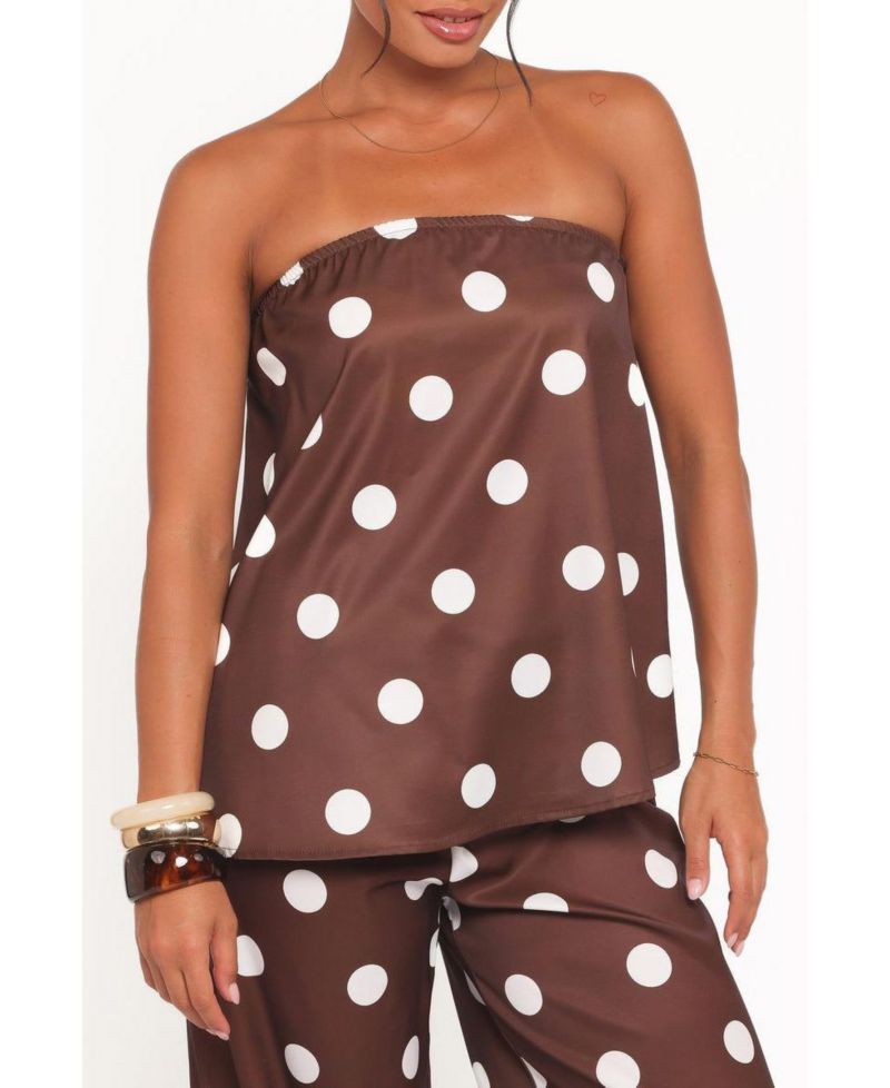 Women's Brielle Polka-Dot Strapless Wide-Leg Top and Pants, 2-Piece Set