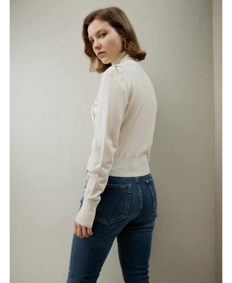 Women's Merino Wool Cardigan with Louisville Silk Front