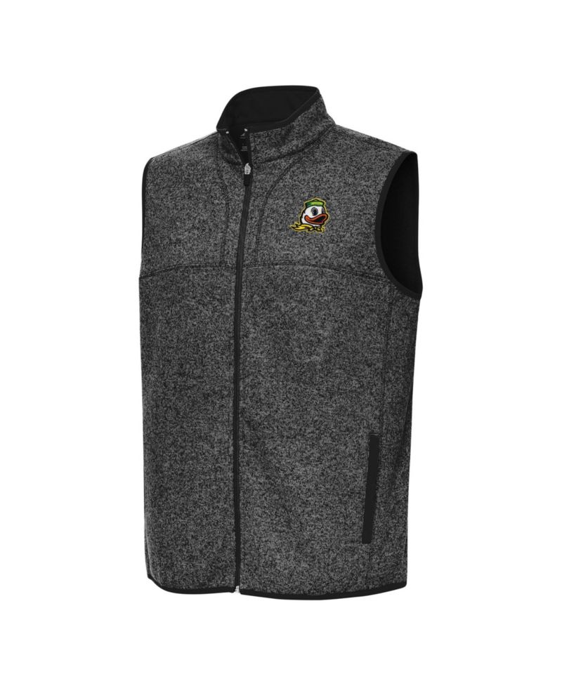 Men's Heather Black Oregon Ducks Fortune Full-Zip Vest