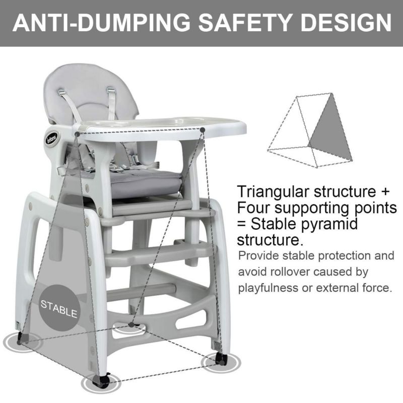 3-in-1 Baby High Chair with Lockable Universal Wheels