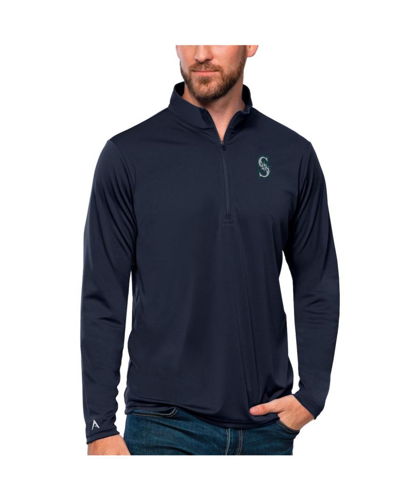 Men's Navy Seattle Mariners Tribute Quarter-Zip Pullover Top
