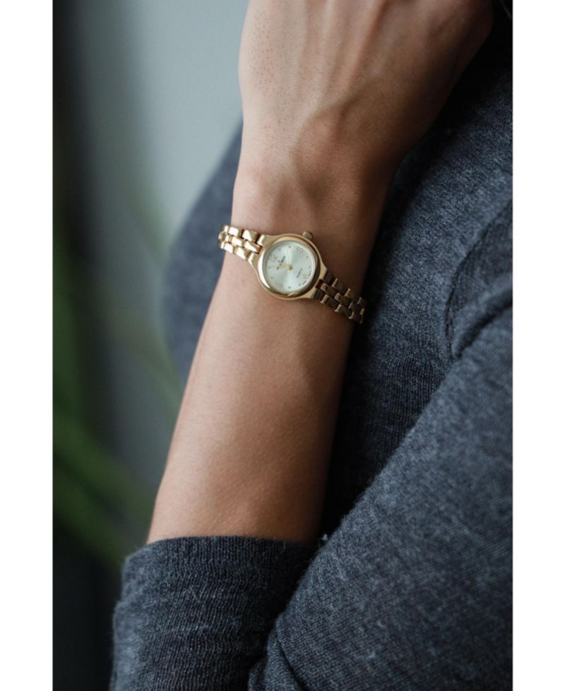 Women's 22mm Round Dial Round Self-Adjust Link Bracelet Watch
