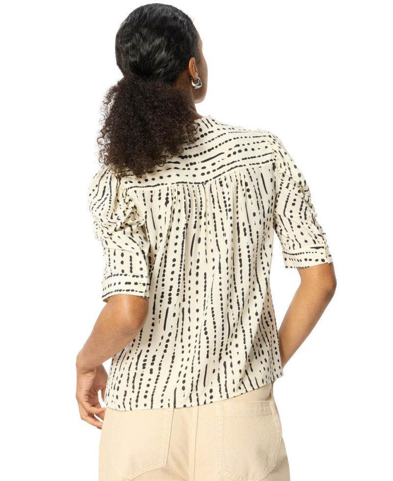 Women's Dashed Spot Gathered Blouse