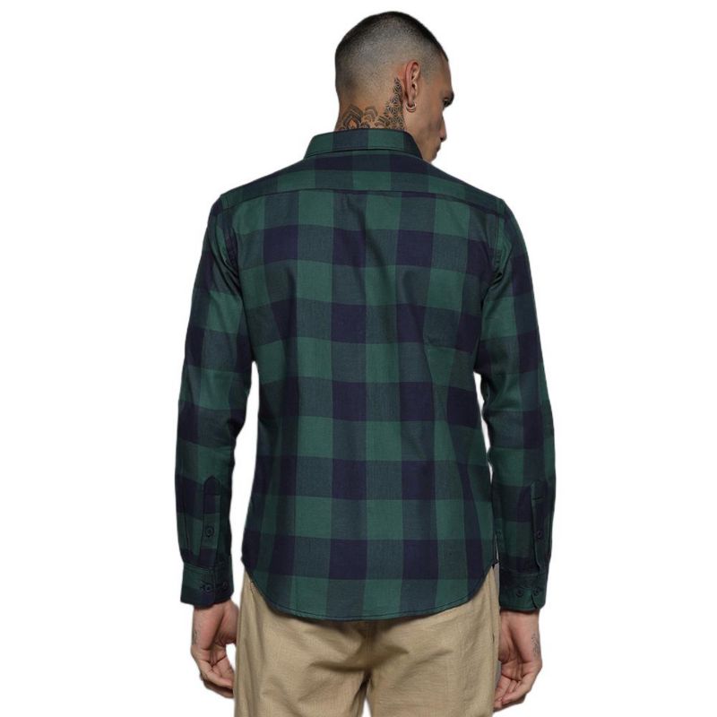 Men's Navy Blue & Forest Green Buffalo Check Shirt