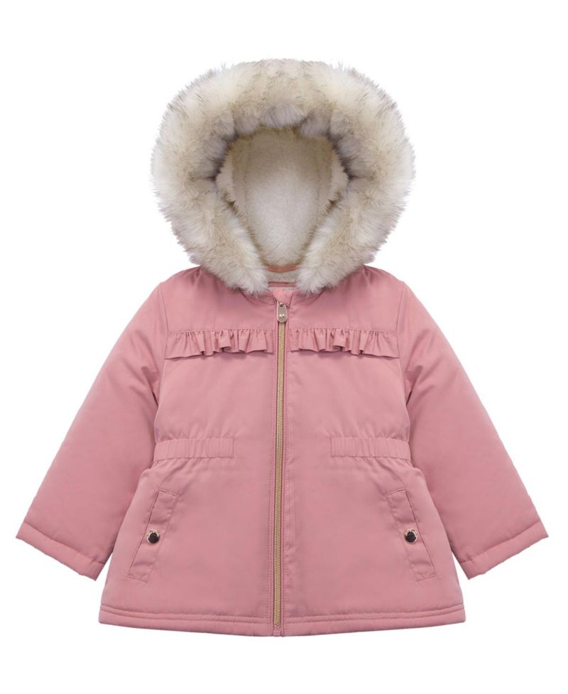 Baby Girls Puffer Jacket with Sherpa Fleece Lining 6-24M